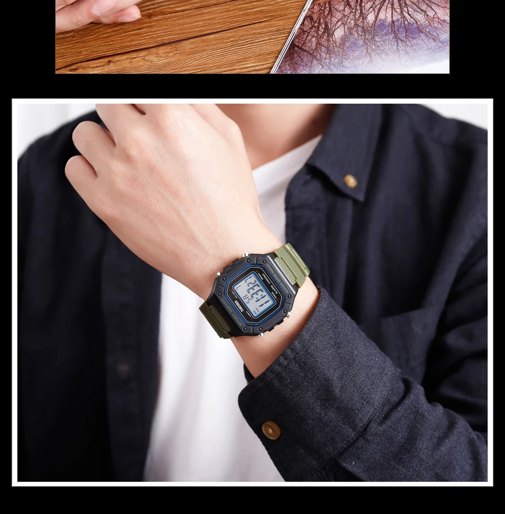 SKMEI 1496 Sport Watch Men Digital Watches 5Bar Waterproof Alarm Military