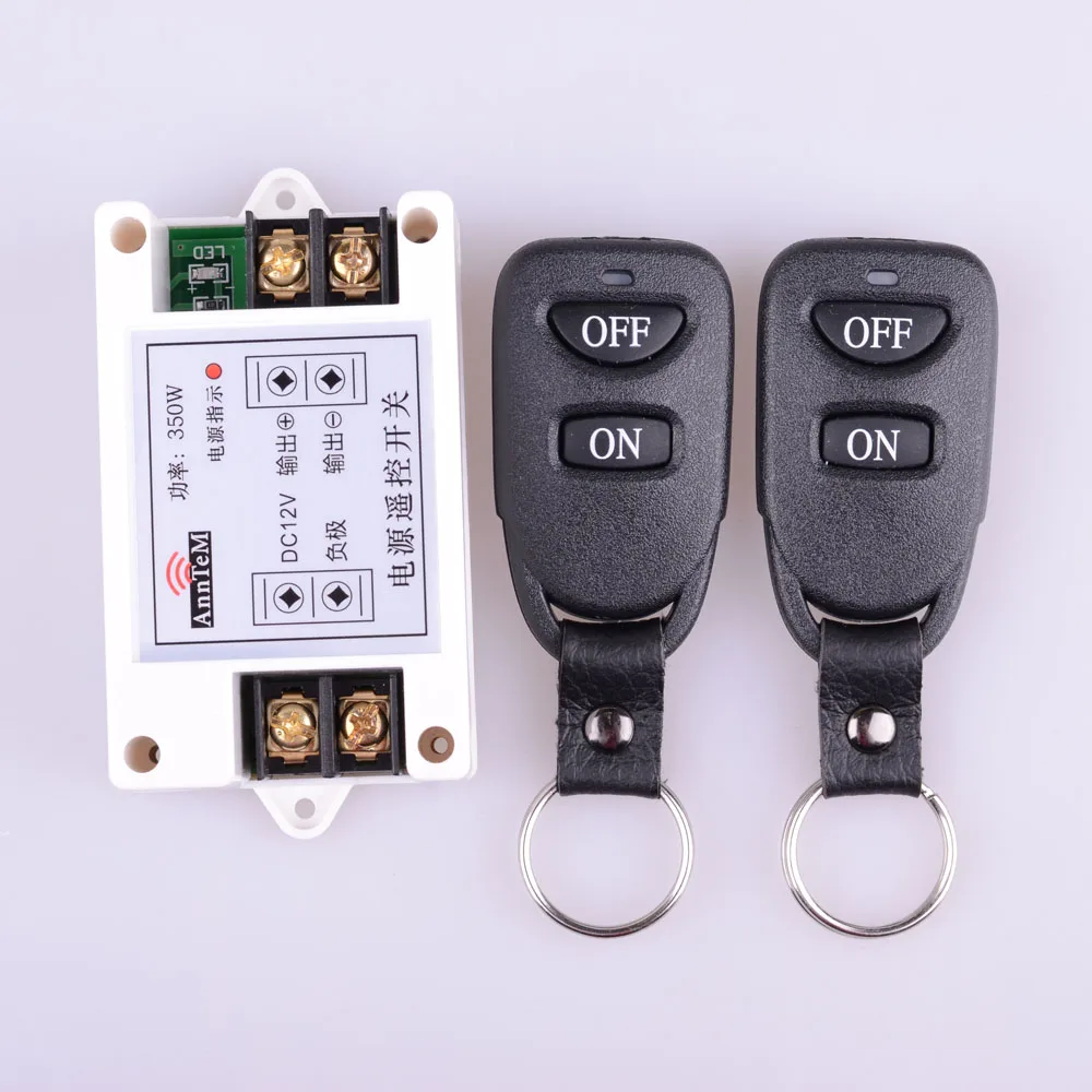 

High Power 12V DC 40A 350W 1CH RF Wireless Remote Control Lighting Switch Input 12V Output 12V Wireless Receiver With Black TX