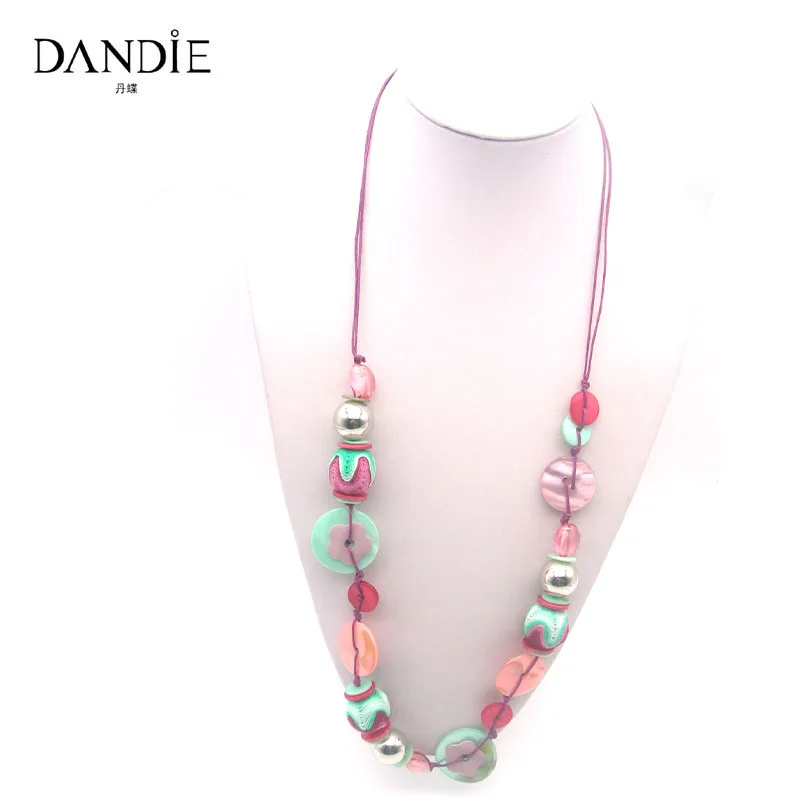 

Dandie Fashion Pink, Blue shell Necklace, Statement Handmade Jewelry For Spring Summer Daily Wear