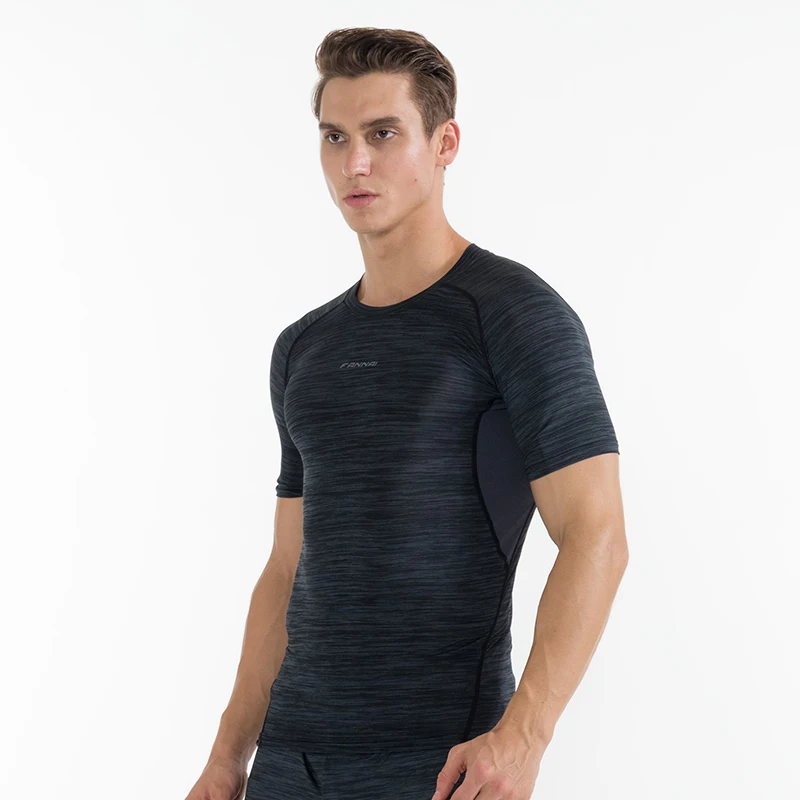 FANNAI Mens Compression Short Sleeve T Shirt Bodybuilding Fitness Sportswear Men Sport Tops Running Tight Tees  ropa deportiva
