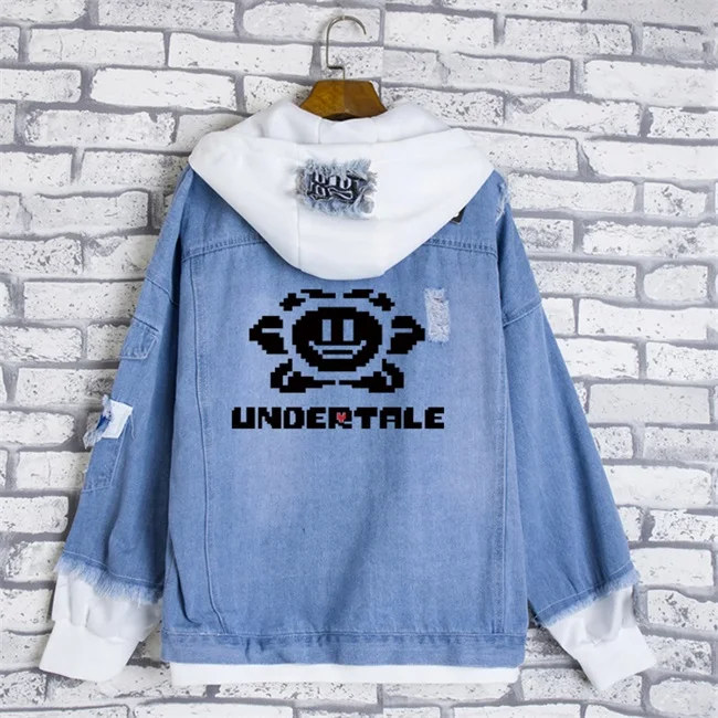 Модные джинсы пальто аниме Undertale sans Косплей Повседневная куртка весна осень толстовка с капюшоном унисекс Студенческая Джинсовая Верхняя одежда