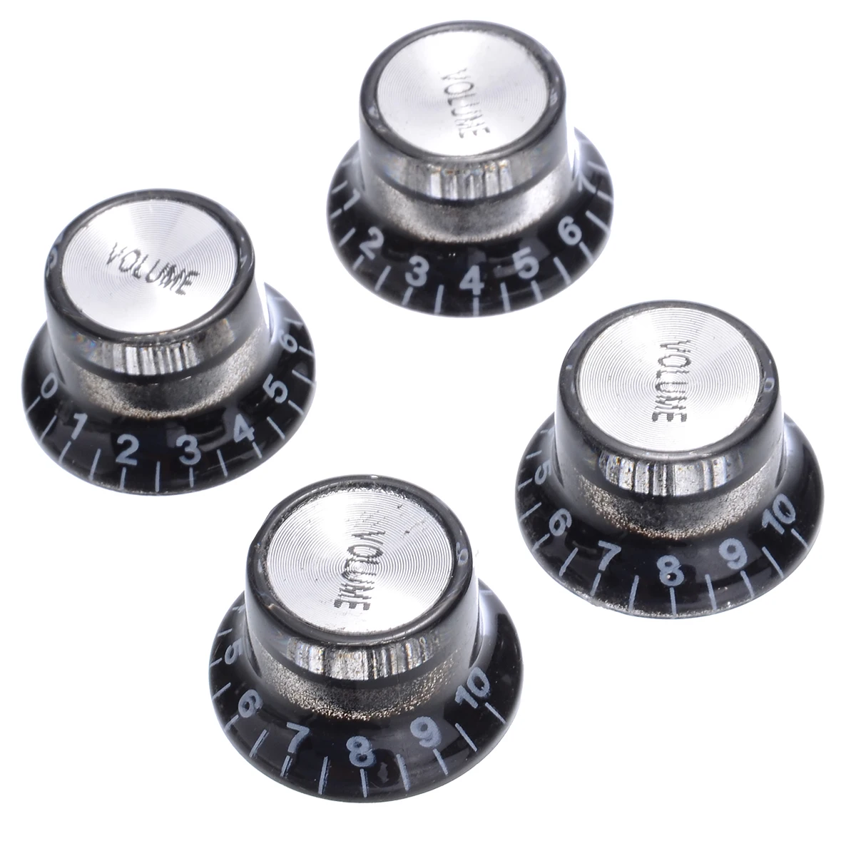 High Quality 4Pcs 6mm Black Volume Tone Hat Top Dial Guitar Speed Bell Knob Control Hat Bell For Electric Guitar Bass