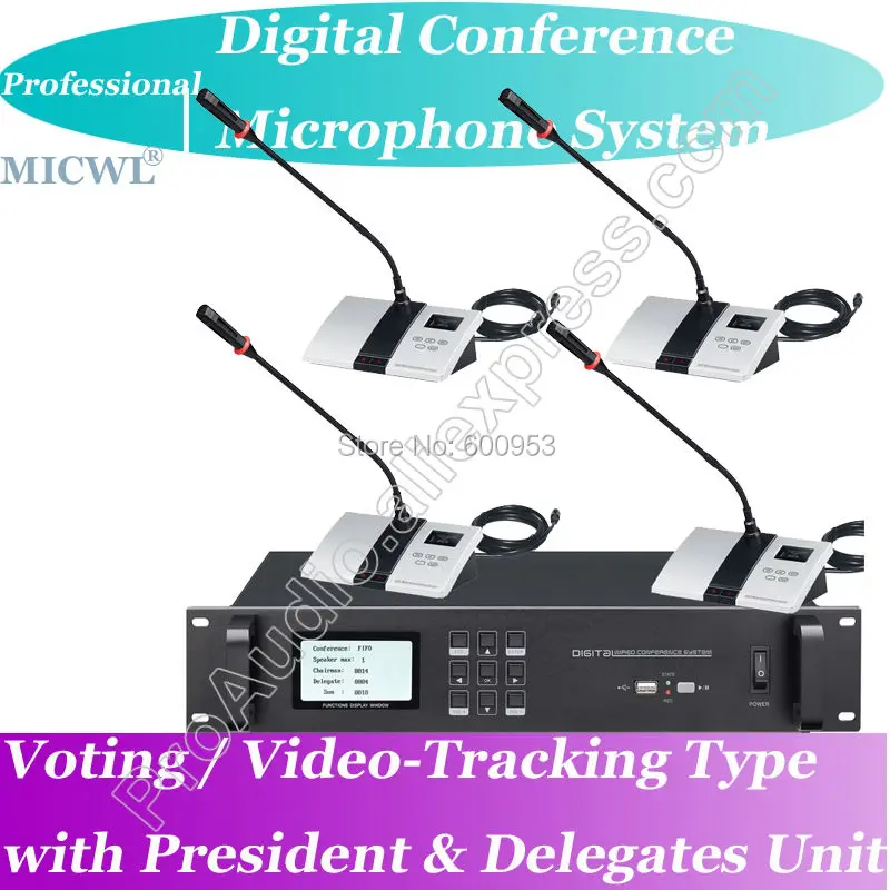 

Pro Voting Video-tracking Teleconference 1 President 35 Delegate Wired Digital Meeting Microphone System
