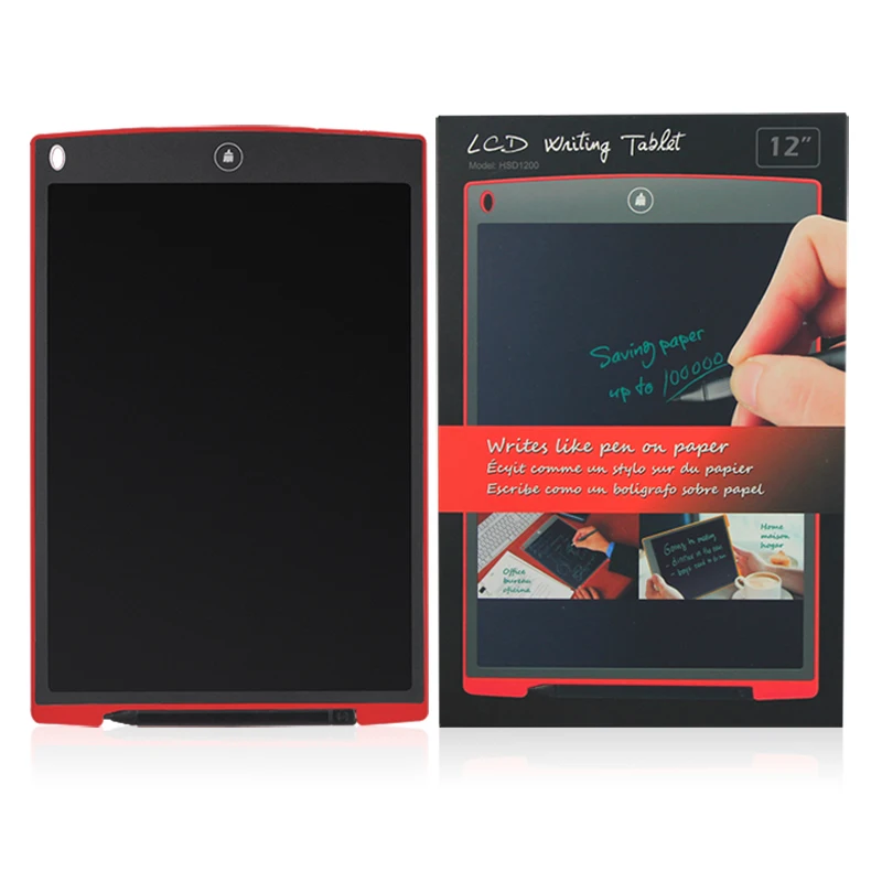 12 дюймов ЖК-дисплей планшет для рисования ультра-тонкий Портативный почерк цифровое табло электронный блокнот со стилусом для детей Подарки - Цвет: Красный