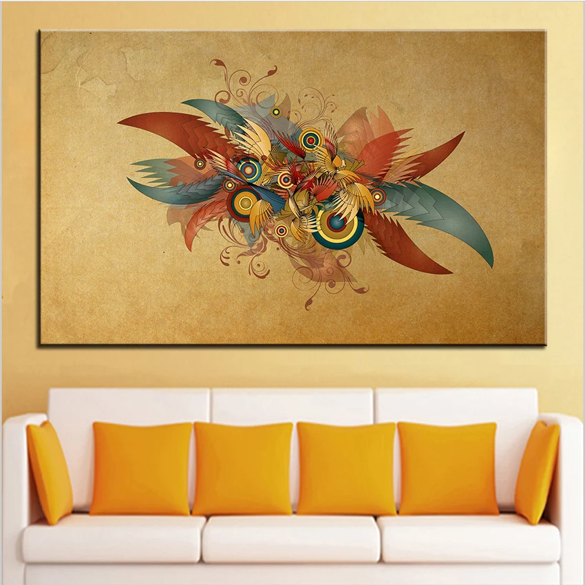 large size printing oil painting vintage abstract design wall painting decor wall art picture for living