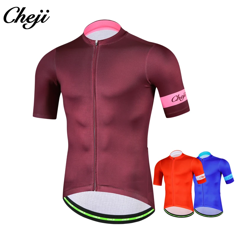

CHEJI 2018 Short Sleeve Men Cycling Jersey Breathable Quick Dry Pro Mtb Bike Shirt YKK Zipper Mens Cycling Clothing Sportswear