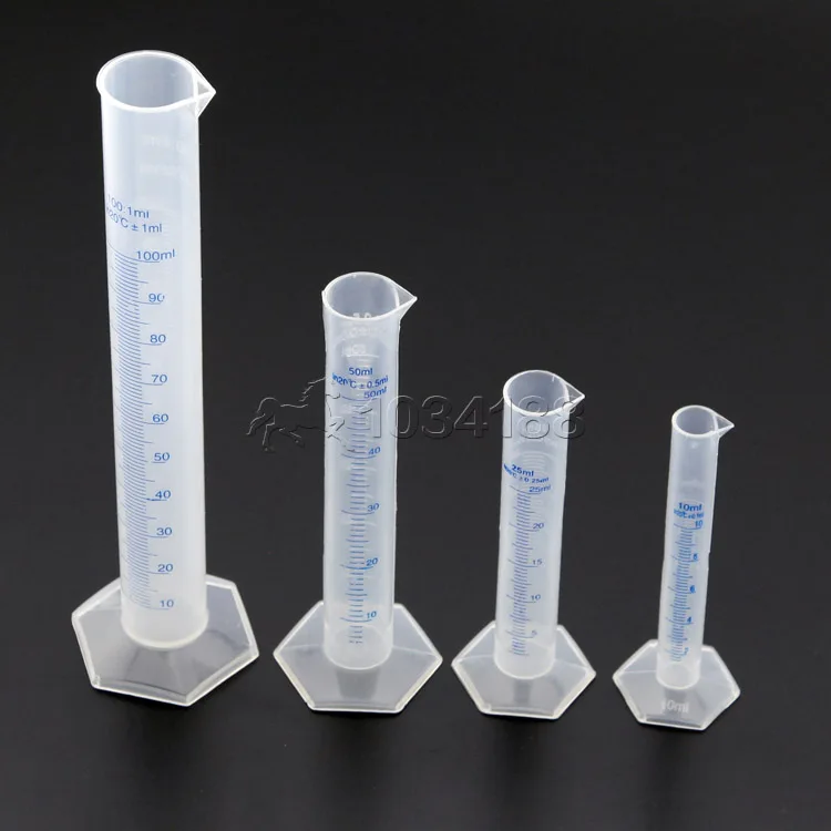 Plastic Transparent Blue Line Liquid Graduated Measuring Cylinder Lab