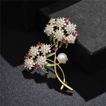 

Charms Fashion Women Flower Brooches Lady Freshwater Pearls Rhinestones Crystal Wedding Brooch Pin Jewelry Accessorise