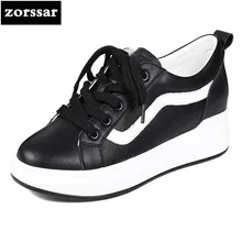 {Zorssar}/ г. Весенняя модная обувь из натуральной коровьей кожи женская повседневная обувь на плоской подошве Удобные женские кроссовки на плоской платформе