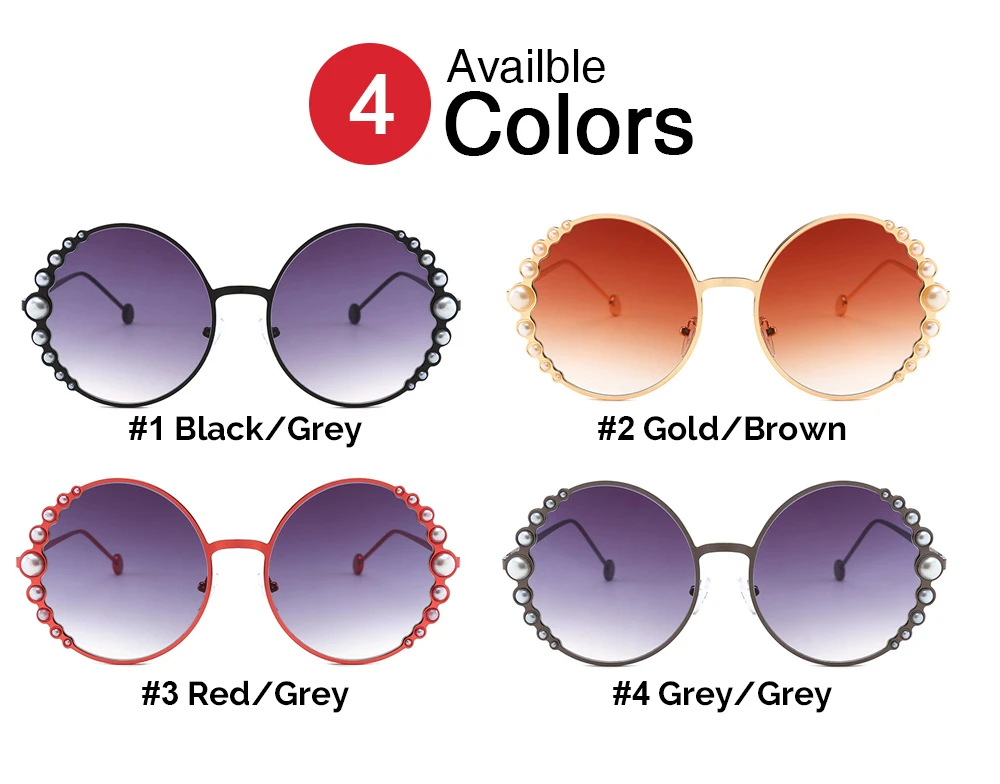 VIVIBEE женские роскошные солнцезащитные очки больших размеров с жемчугом, круглые стильные солнцезащитные очки для женщин, брендовые дизайнерские женские солнцезащитные очки с жемчугом