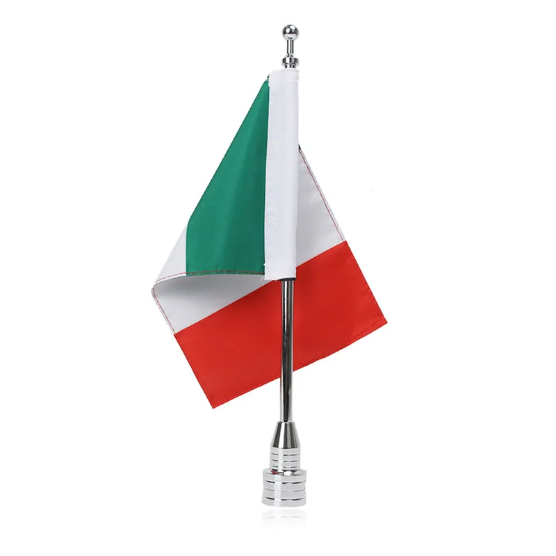 Motorcycle Flag Pole + Italy Flag Banner Aluminum Rear Side Mount Luggage Rack  Decoration 1 (15)