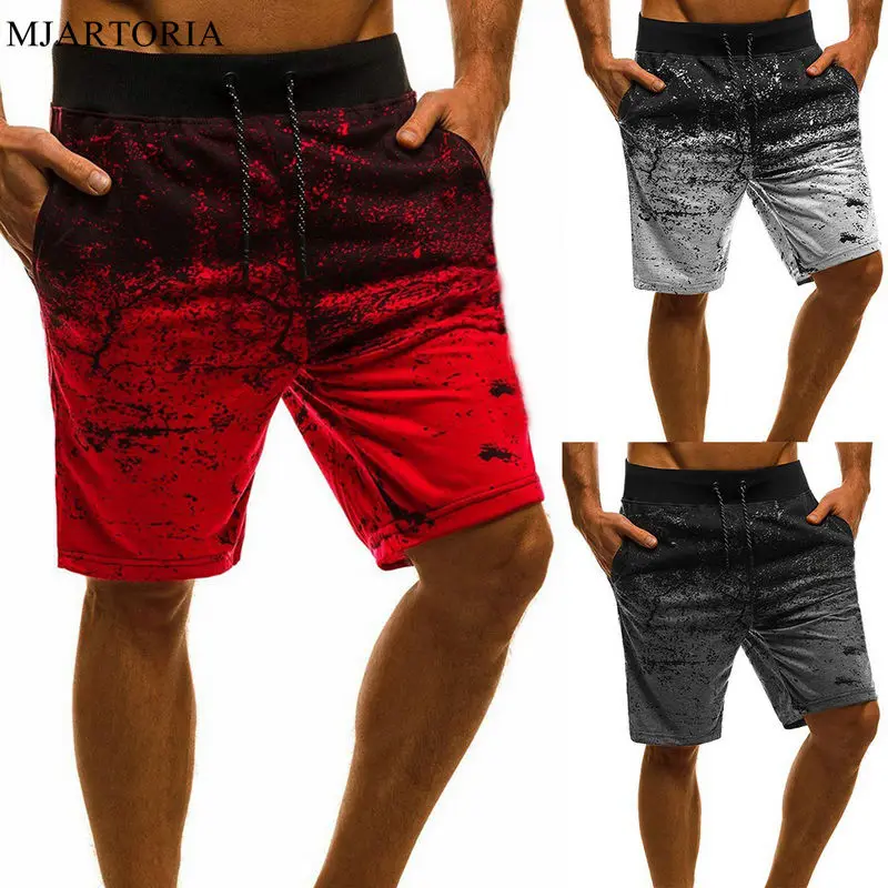 

MJARTORIA Summer Men's Casual Short Point Training Shorts Pants Pockets Running Jogging Fitness Gradient Beach Short Sweatpant