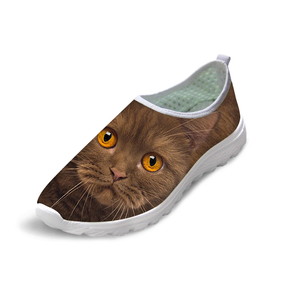 패션 초 lady Casual Shoes 3D 동물 Cute Cat Flat Shoes 대 한 암 레저 숨 Mujer