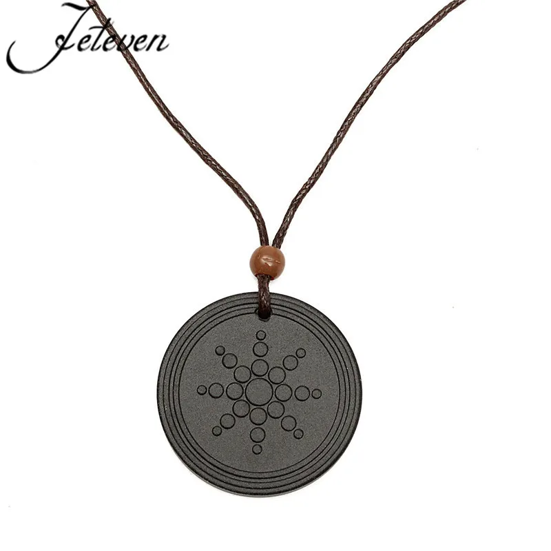 

Black Lave Stone Quantum Energy Pendant Necklace With Chain Scalar Neg Ions EMF Protection Health Care Charms Jewelry