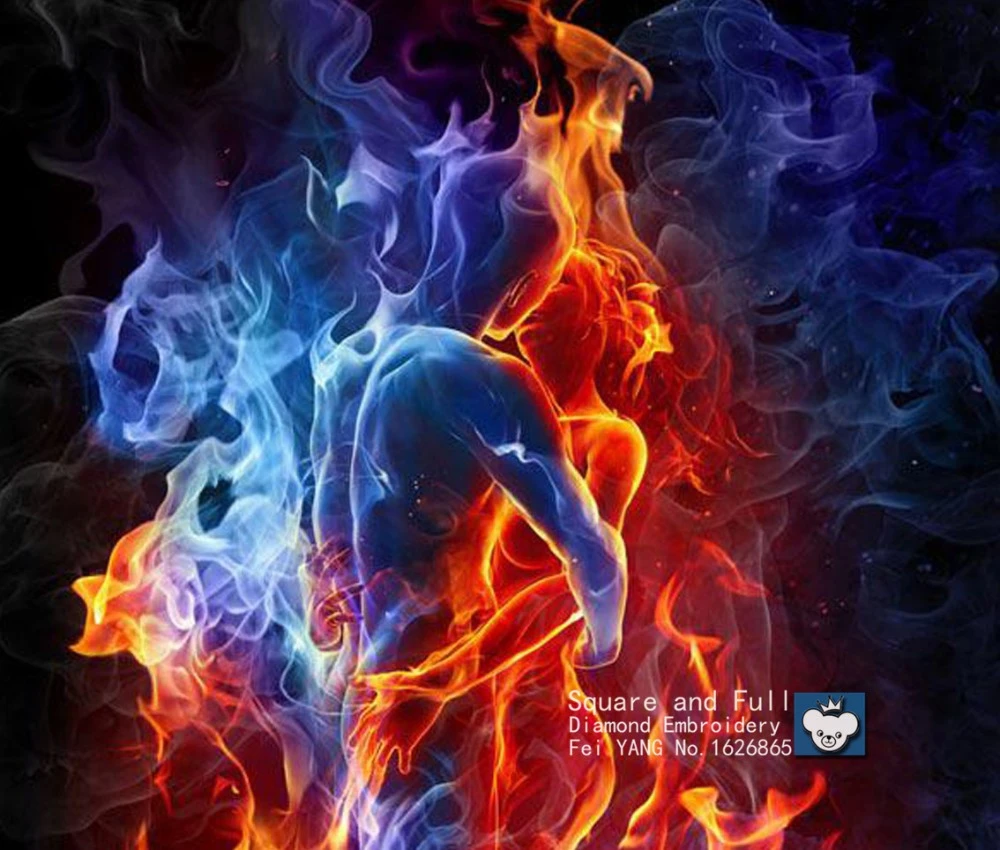 Broderie Avec Diamants Feu Glace Amoureux Diamant Broderie Bricolage Diamant Peinture Plein Cristal Mosaique Decoration De La Maison Peinture Aliexpress