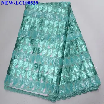 

High Quality African Sequins Organza Lace Fabric French Net Embroidery Sequins Tulle Lace Fabric For Nigerian Party Dress XS001