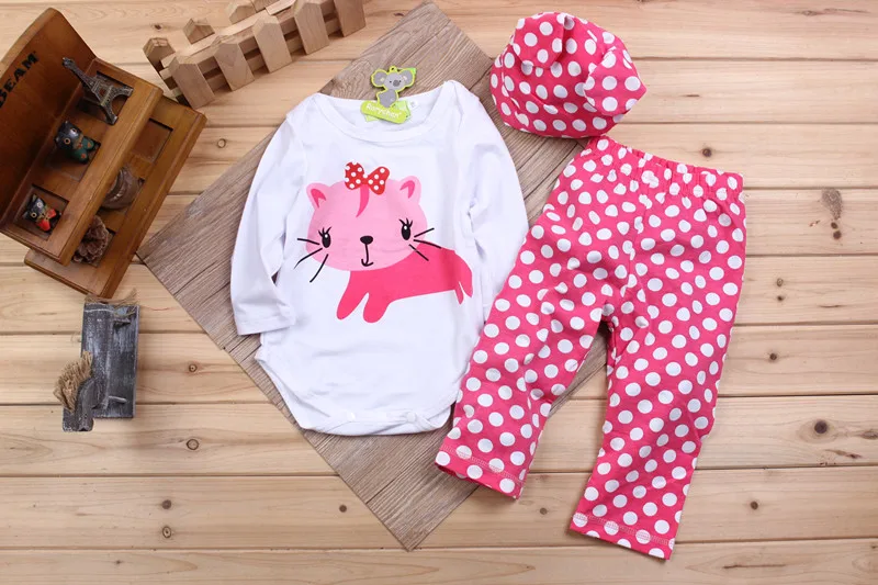 Детские комбинезоны с длинными рукавами; хлопковая одежда для новорожденных с рисунком животных; комбинезон+ шапка+ штаны; комплект одежды из 3 предметов - Color: picture color