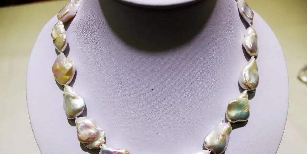 

White Freshwater keshi reborn pearl necklace 14x17mm-20x25mm 18INCH a(5.18)
