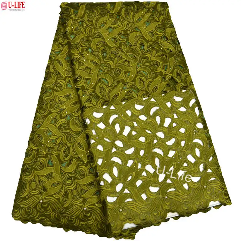 

High Quality Hand cut Cotton Lace Fabrics Embroider African Swiss Lace Material African Soft Big Cotton Lace dress BG-092
