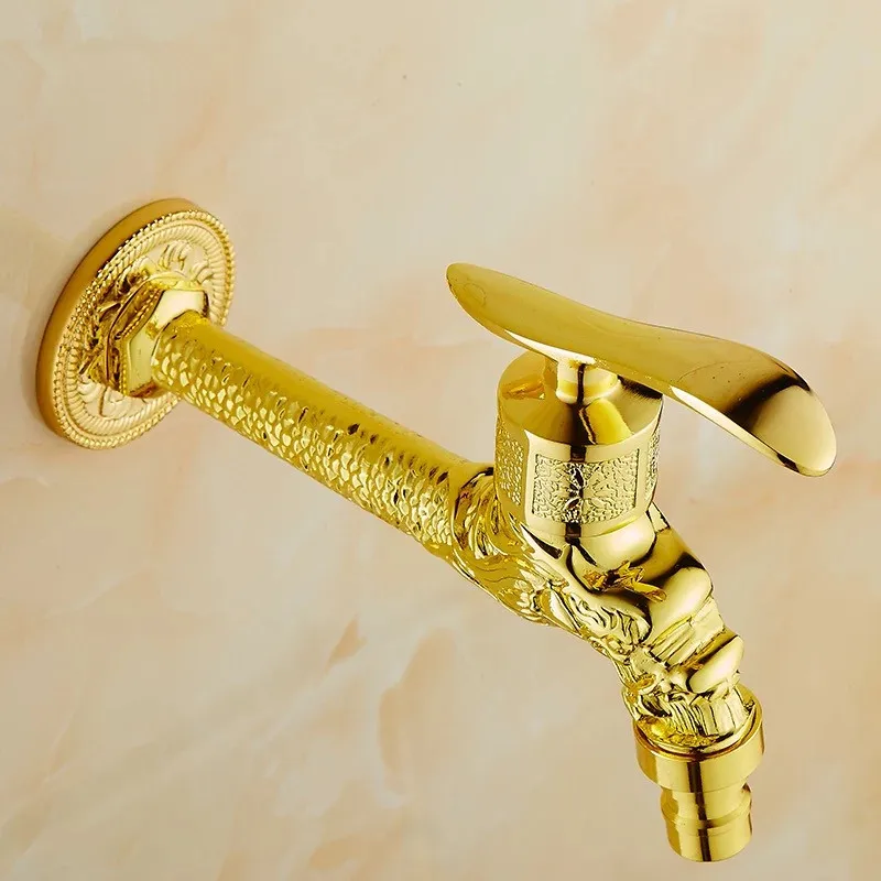 Golden Brass Spout For Basin Faucet Washing Machine Tap Single