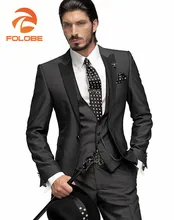 FOLOBE Terno Para Casamento Custom Made Dark Gray Men Suits Jacket Tuxedos Groomsman Suit Men s