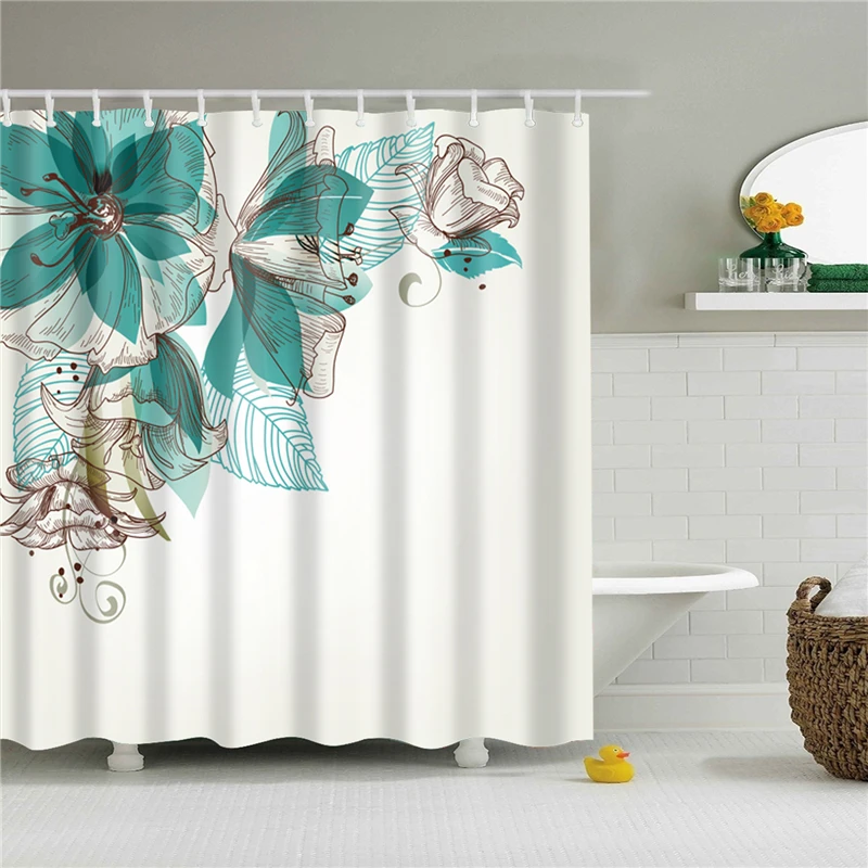 Цветы плакат занавески для душа s Водонепроницаемый полиэстер ткань для ванной экран занавески для украшения дома ванная комната Занавески - Цвет: TZ170715