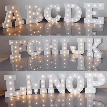 

White Wooden Letters Party Supplies Decoration Light Kids Room Indoor Nightlights LED Wedding Party Decor Christmas Gift