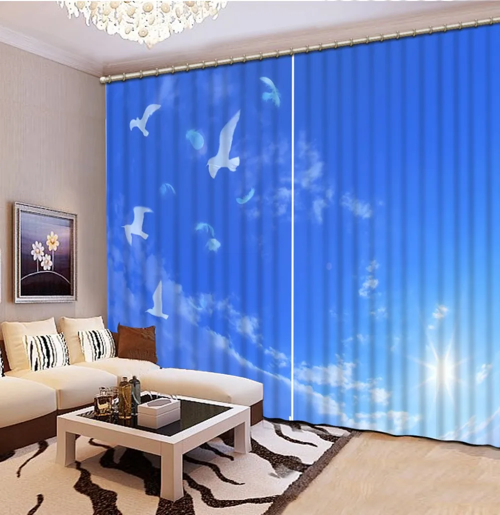

3d Curtains Blackout for Living Room Kids Bedroom Fabric blue curtains