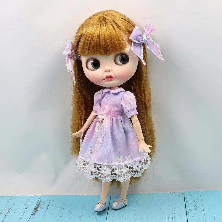 Наряд для куклы Blyth Unicom фиолетовое платье с меламедом для сустава боди платье до 1/6 BJD, Pullip, Jerryberry