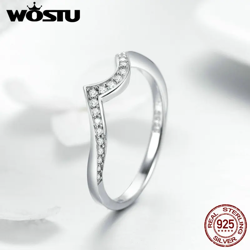 

WOSTU Genuine 925 Sterling Silver Pure Love Finger Rings For Women Engagement Anniversary original Romantic Jewelry Gift FIR469