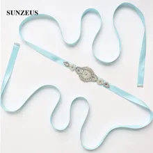 Жемчужные, расшитые бисером стразы, Свадебные ремни, длинные, цветные, атласные, свадебные аксессуары, женское платье, украшение SBE13