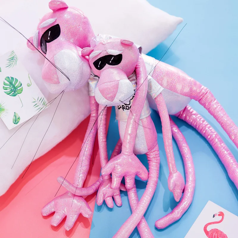 

2019 new pink panther stuffed animals toys for girls Bick leopard plush comforting pillow room decoration doll bolster