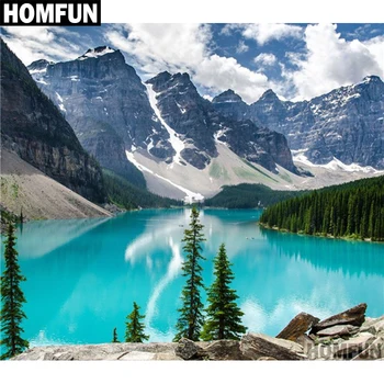 

HOMFUN Full Square/Round Drill 5D DIY Diamond Painting "snow lake" 3D Embroidery Cross Stitch 5D Decor Gift A00572