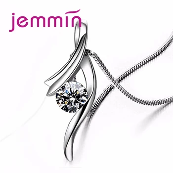 Jemmin Classic Charm Irreguar Clear Cubic Zircon Pendant 925 Sterling Silver Necklace For Mother Famous Design Free Shipping