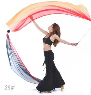 2 шт вуаль 2 шт POI цепной шар 2,0 м* 0,7 м многоцветная вуаль для танца живота танцевальный костюм аксессуары - Цвет: 26