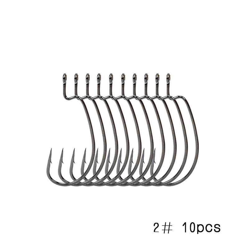 TSURINOYA 10 шт./упак. с высоким содержанием углерода Сталь бронзовых морских рыболовных крючков 2#, 1#, 1/0#2/0# широкий живот кривошипно крюк для Jig Head червь, мягкие наживки для рыбалки - Цвет: A