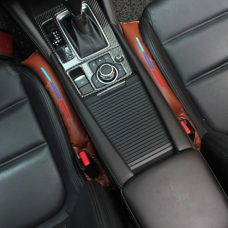 

PU Leather Car Seat Cushion Crevice Gap Stopper Leakproof Protector Car Seat Cover Pad for BMW Car Organizer Universal Car-Style