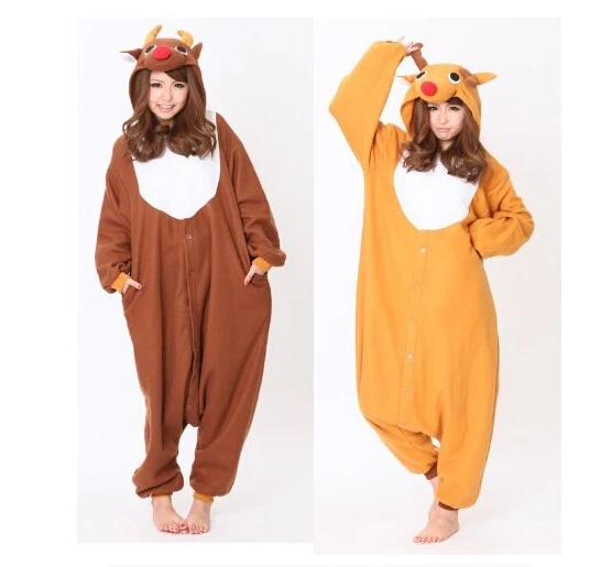 

CosAnimal Reindeer Kigurumi Christmas Rudolph Deer Jumpsuit Costumes For Adult Women Men's Pajamas Cosplay camouflage Costumes