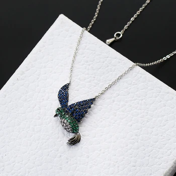 

Cute Hummingbird Necklace Luxury Cubic Zircon Paved Adjustable Necklace for Women Girlfriend Gifts Jewelry XIUMEIYIZU New Design