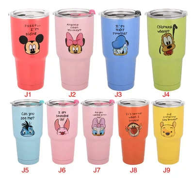 

900ml Disney Mickey mouse cartoon stainless steel water bottle Car cup Sealing cap straw cup kettle Beer mug Icemaster Cup