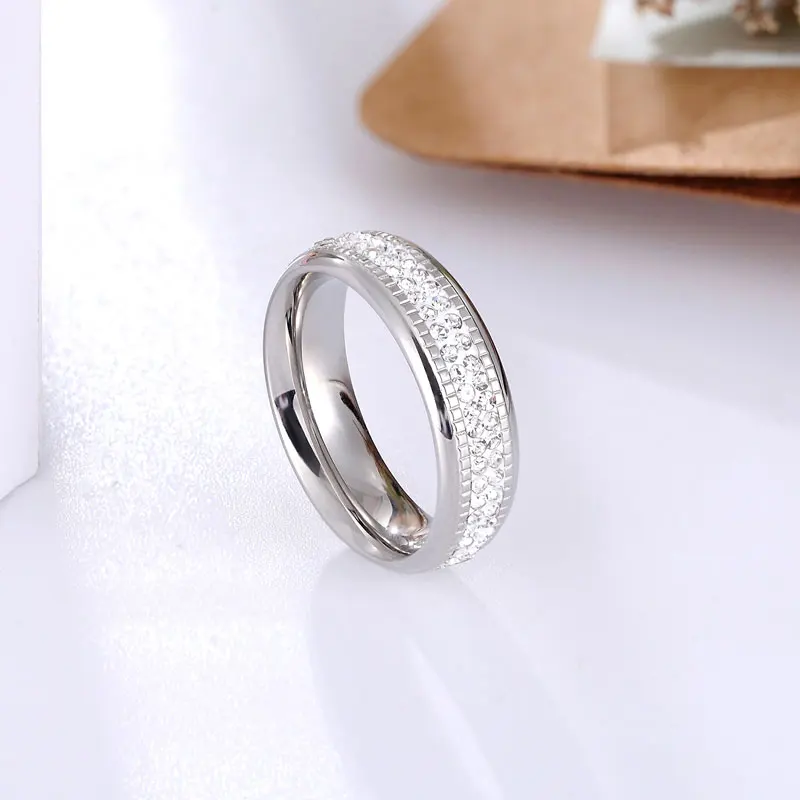 Новое поступление, красивое кольцо с двойным цирконием для женщин, высококачественное Ювелирное кольцо из нержавеющей стали, подарок, Bague femme - Цвет основного камня: Silver