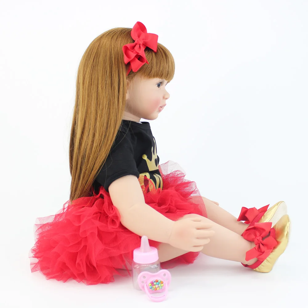 60 см, мягкая силиконовая кукла-Реборн, игрушки, 24 дюйма, виниловая принцесса, для малышей, для девочек, Boneca, подарок на день рождения, Реалистичный, живой, Bebe