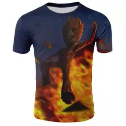 Супергерой Грут фильм галактика футболка охранника летняя новая мужская 3D печать мужчин и женщин Повседневная быстросохнущая футболка с