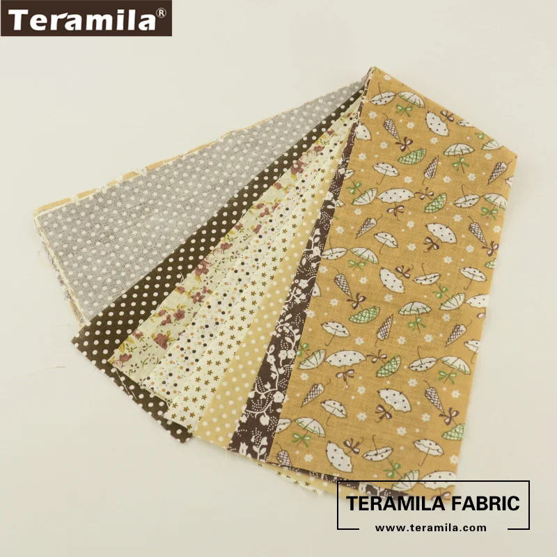 Teramila New Arrivals Colorful Design 7 PCS / Lot 9CMx50CM Sewing Material Cotton Jelly Rolls Strips Plain Fabric Patchwork - Цвет: 7PCS Coffee 9CMx50CM