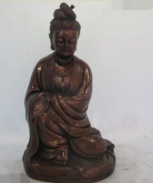 

shitou 001885 Chinese Buddhism Bronze Copper Carving clouds Kwan-Yin Bodhisattva Statue discount 30% (C0324)