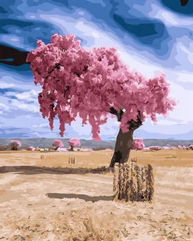 

Unframe diy picture oil paintings by numbers paint by number for home decor canvas painting 5065cm red tree