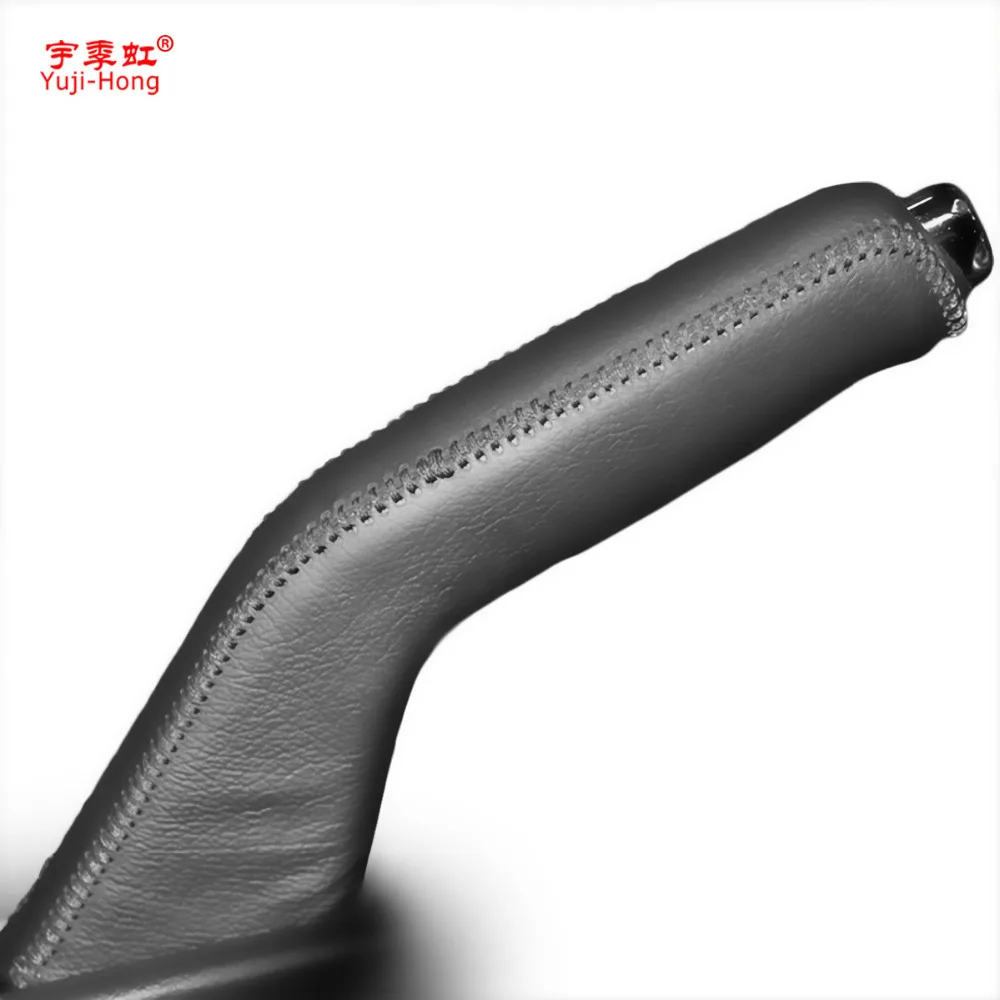 Yuji-Hong Car Handbrake Covers Case for KIA K2 2011-2015 Auto Handbrake Grips Car-styling Genuine Leather Cover Black