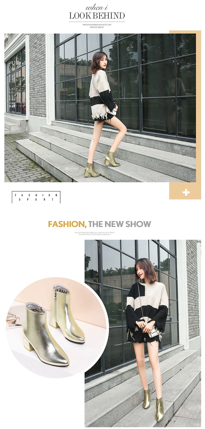 RQFF Brand Winter Boots Women With Box Big size 34-43 Shoes Woman 6CM Heel Ankle Boot Female Footwear Gold Leather Ladies Shoe (6)