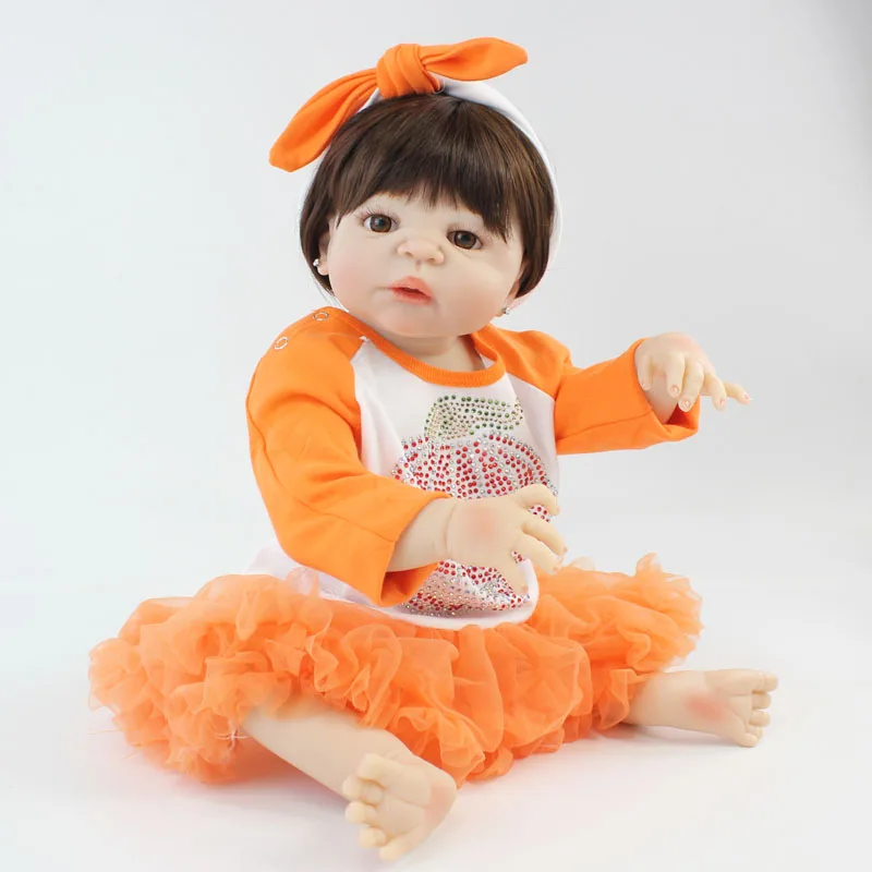 55cm Full Silicone Bebe Reborn Baby Girl Stud Earrings Realistic 22