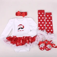 

5Color Newborn Christmas Clothing Sets Infant Baby Girls Long Bodysuit Cartoon Costume Santa Claus Rompers Party Cosplay Outfits